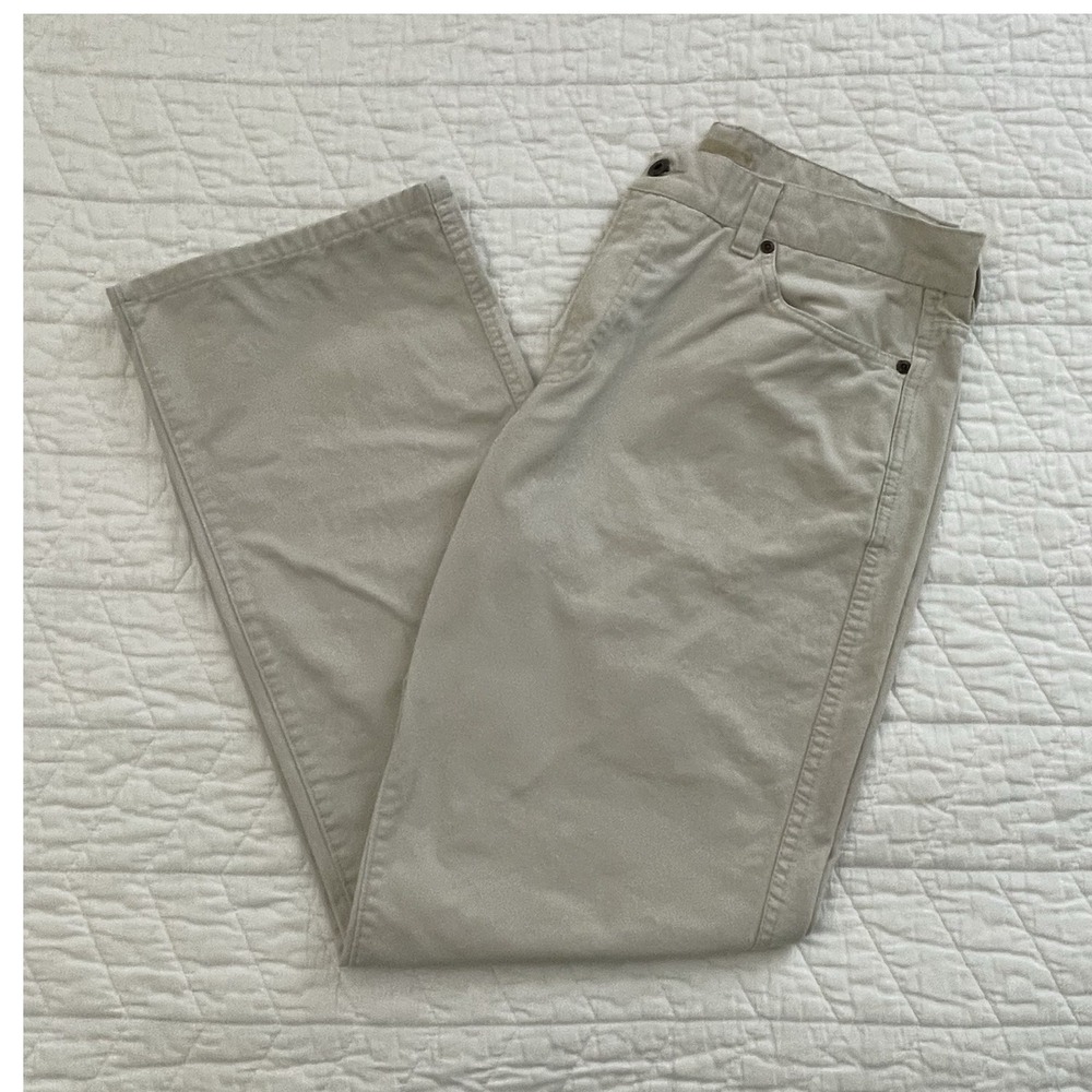 L.L.Bean Men's Beige Cotton Standard Fit Straight Leg Pants Pockets 35W